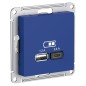 Розетка USB AtlasDesign тип A+C 5В/2.4А 2х5В/1.2А механизм аквамарин SE ATN001139