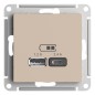 Розетка USB AtlasDesign тип A+C 5В/2.4А 2х5В/1.2А механизм песочн. SE ATN001239