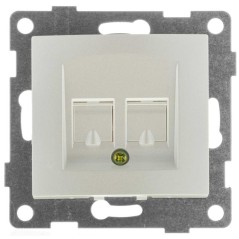 Механизм розетки компьютерной и телефонной RJ45 RJ12 СП Ugra жемчуж. GUSI С11КТ-028