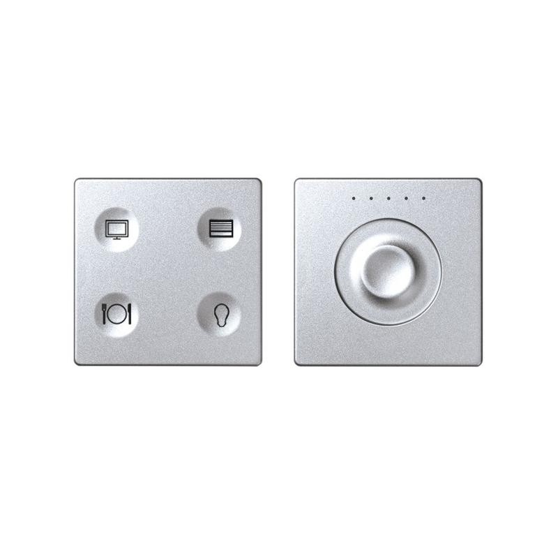 Комплект выключателя 4-кл. сенсорн. + регулятор Т3 KNX, RJ12 алюм. Simon82 Sense 8400655-093