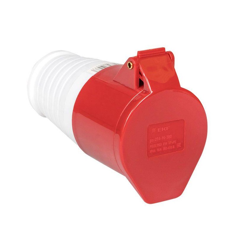 Розетка кабельная 16А 380В 3P+РЕ IP44 (214) EKF ps-214-16-380