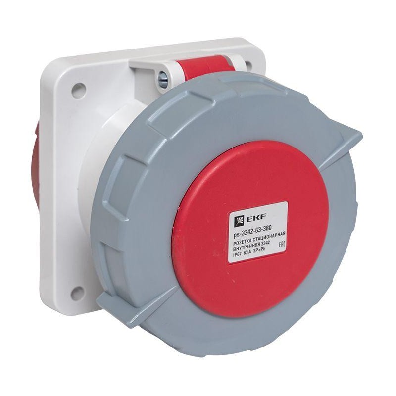 Розетка стационарная внутренняя 3342 3Р+РЕ 63А 380В IP67 PROxima EKF ps-3342-63-380