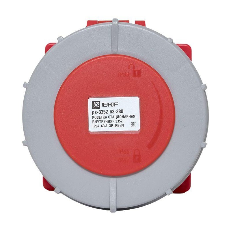 Розетка стационарная внутренняя 3352 3Р+РЕ+N 63А 380В IP67 PROxima EKF ps-3352-63-380