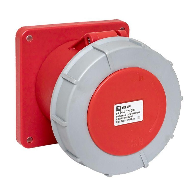 Розетка стационарная внутренняя 3452 3Р+РЕ+N 125А 380В IP67 PROxima EKF ps-3452-125-380