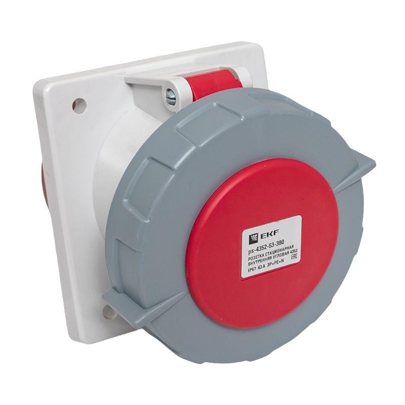 Розетка стационарная внутренняя угловая 4352 3Р+РЕ+N 63А 380В IP67 PROxima EKF ps-4352-63-380 Розетка стационарная внутренняя угловая 4352 3Р+РЕ+N 63А 380В IP67 PROxima EKF ps-4352-63-380