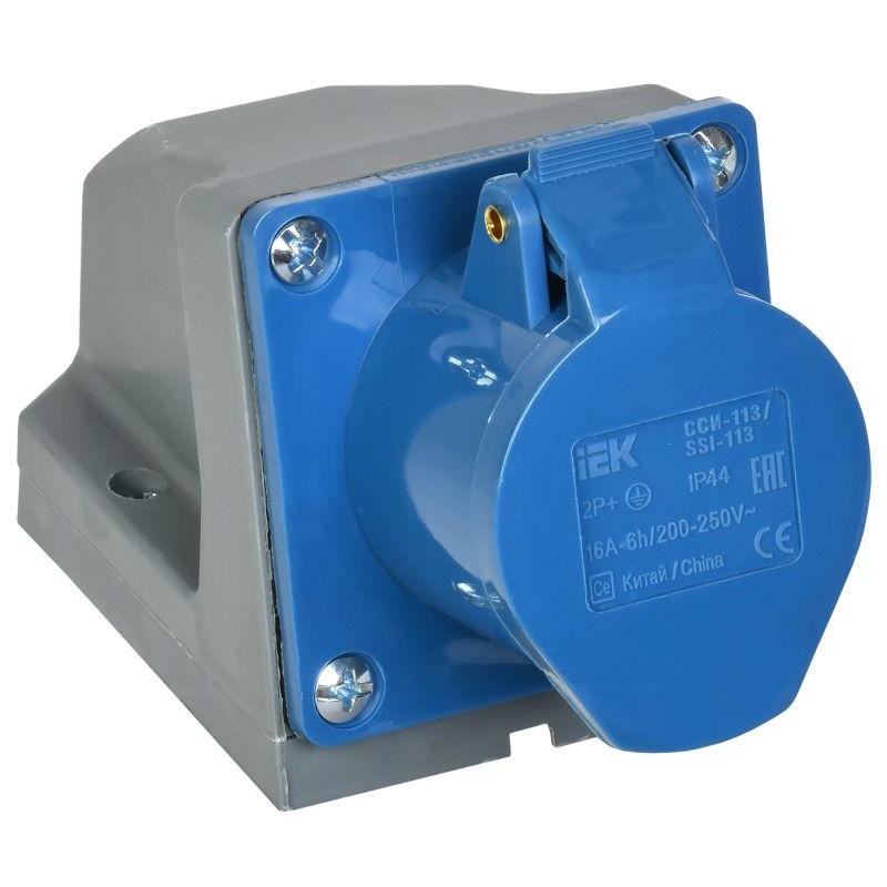 Розетка ОП 16А 220В 2P+PЕ ССИ-113 IP44 IEK PSR11-016-3 Розетка ОП 16А 220В 2P+PЕ ССИ-113 IP44 IEK PSR11-016-3