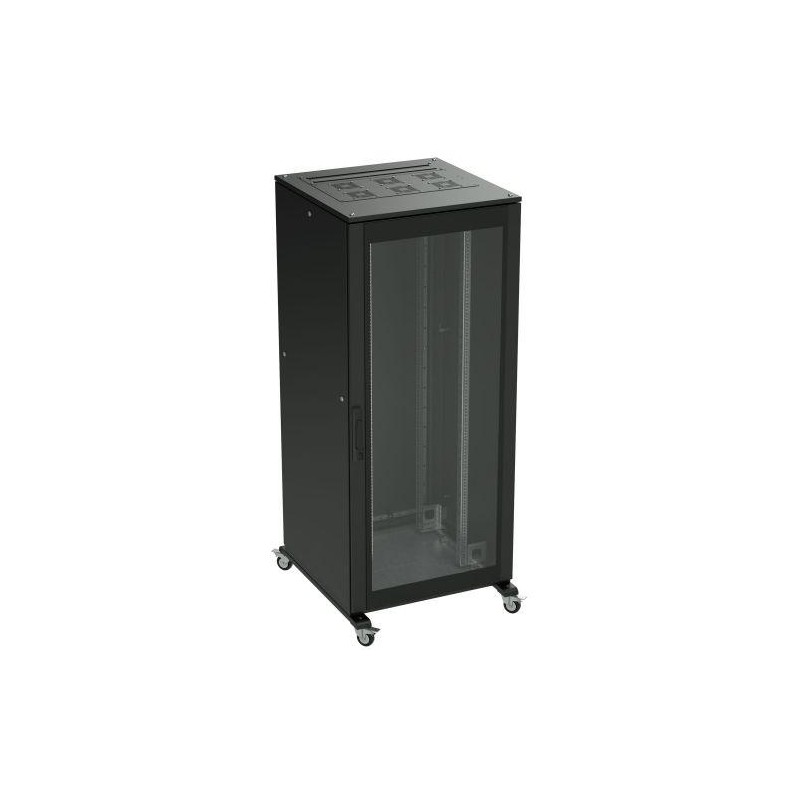 Шкаф напольный 42U 800х1200 двери стекло/сплошная укомплектован вводом и заглушками RAL9000 DKC R5IT4282GSB
