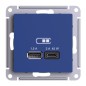 Розетка USB AtlasDesign тип A+C 45Вт высокоскор. ЗУ QC PD механизм аквамарин SE ATN001129