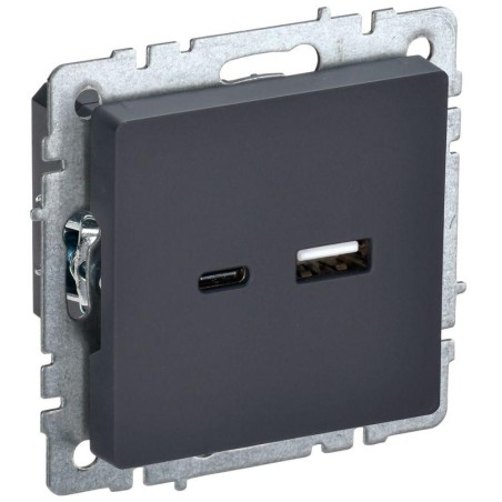 Розетка BRITE USB A+C 18Вт РЮ11-1-БрГ механизм графит IEK BR-U22-018-K53