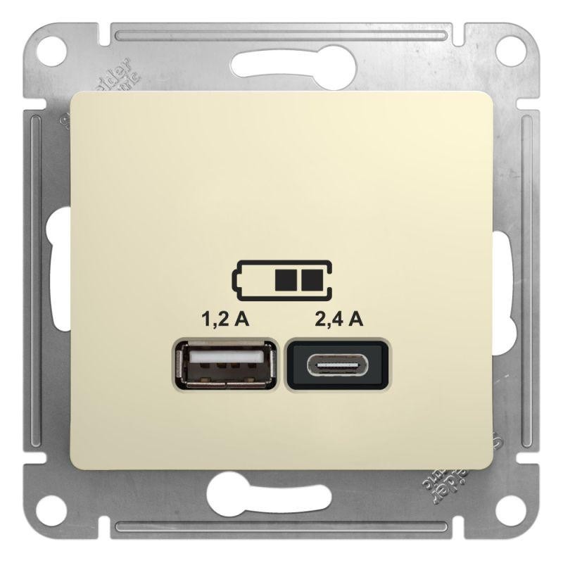 Розетка USB Glossa тип A+C 5В/2.4А 2х5В/1.2А механизм беж. SE GSL000239 Розетка USB Glossa тип A+C 5В/2.4А 2х5В/1.2А механизм беж. SE GSL000239
