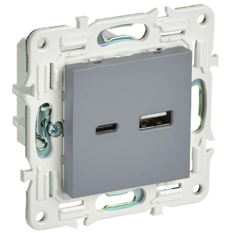 Розетка USB A+C 18Вт SKANDY SK-R13Gr сер. IEK SK-U22-018-K03