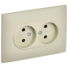 Розетка 2-м SKANDY 10А без заземл. защ. штроки в сборе SK-R09B беж. IEK SK-R23-10-K10-F