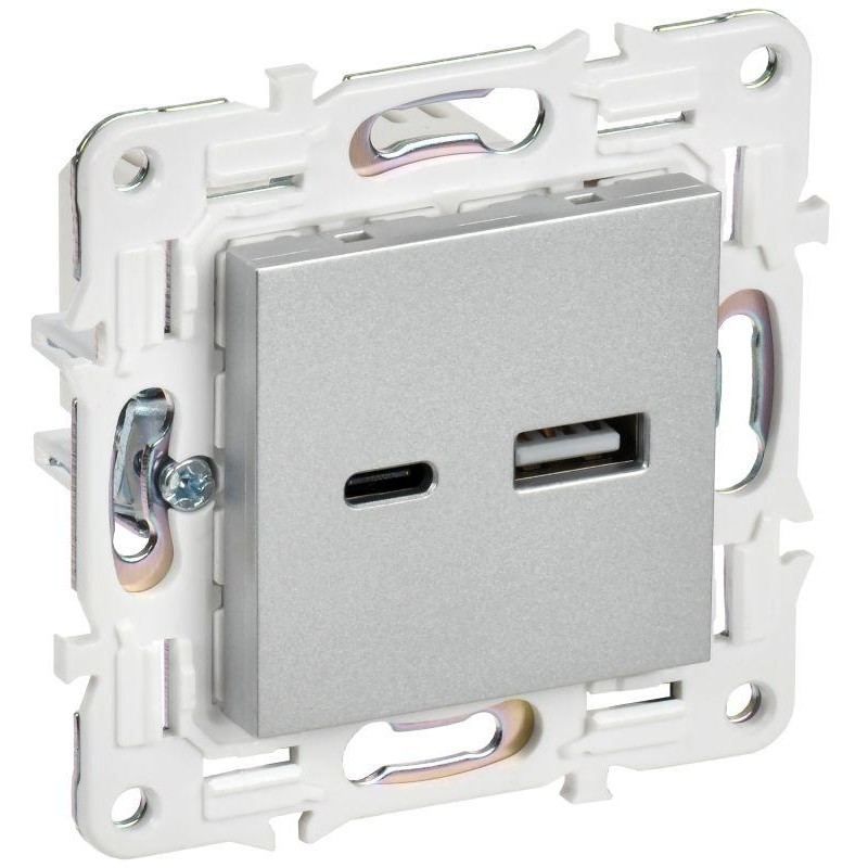 Розетка USB A+C 3.1А SKANDY SK-R14S серебр. IEK SK-U22-D31-K23