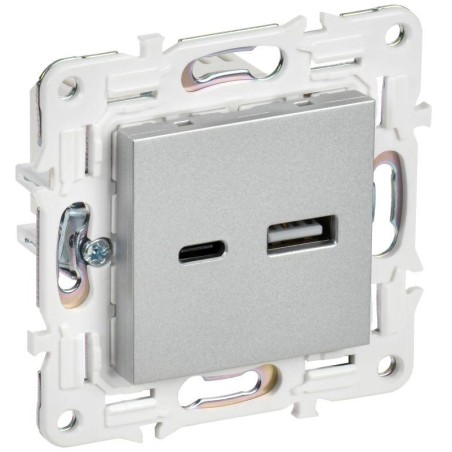 Розетка USB A+C 3.1А SKANDY SK-R14S серебр. IEK SK-U22-D31-K23