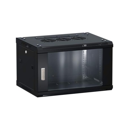 Шкаф настенный 19дюйм TERACOM PRO 9U 600х450мм дверь стеклянная с замком-ручкой черн. EKF TRP-WLL-0964-40B