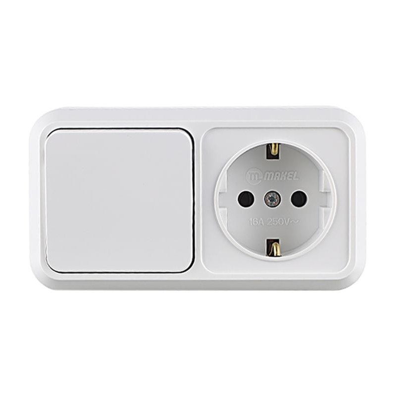 Блок ОП розетка 1-м IP20 с заземл.+выключатель 1-кл. Makel 451A1 Блок ОП розетка 1-м IP20 с заземл.+выключатель 1-кл. Makel 451A1
