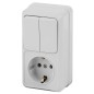 Блок розетка+выкл. ОП Quadro 2-706-01 двойной верт. 10(16)А-250В IP20 бел. Intro Б0053891