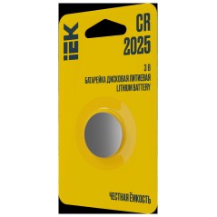 Элемент питания дисковый литиевый CR2025 (блист.1шт) IEK ABT-CR2025-OP-L01