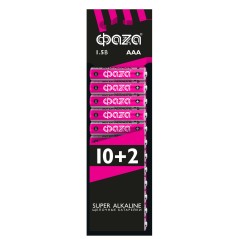 Элемент питания алкалиновый AAA/LR03 1.5В Super Alkaline SBL-10+2 (уп.12шт) ФАZА 2854612