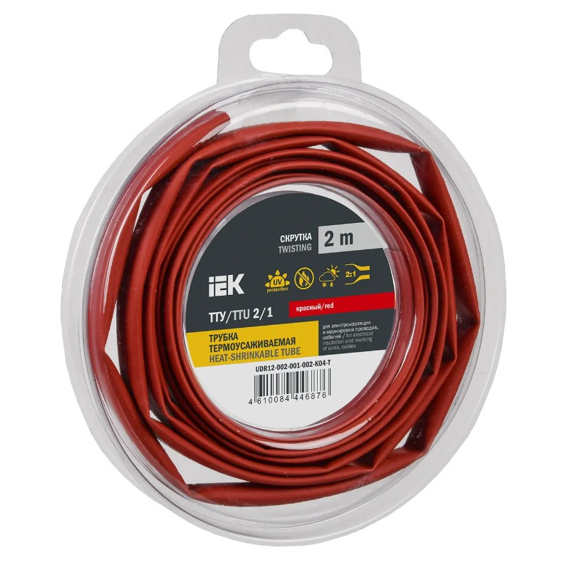 Трубка термоусадочная ТТУ нг-LS 2/1 красн. (уп.2м) IEK UDR12-002-001-002-K04-T Трубка термоусадочная ТТУ нг-LS 2/1 красн. (уп.2м) IEK UDR12-002-001-002-K04-T