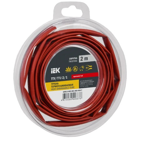Трубка термоусадочная ТТУ нг-LS 2/1 красн. (уп.2м) IEK UDR12-002-001-002-K04-T