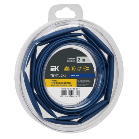 Трубка термоусадочная ТТУ нг-LS 2/1 син. (уп.2м) IEK UDR12-002-001-002-K07-T
