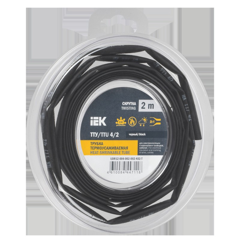 Трубка термоусадочная ТТУ нг-LS 4/2 черн. (уп.2м) IEK UDR12-004-002-002-K02-T Трубка термоусадочная ТТУ нг-LS 4/2 черн. (уп.2м) IEK UDR12-004-002-002-K02-T