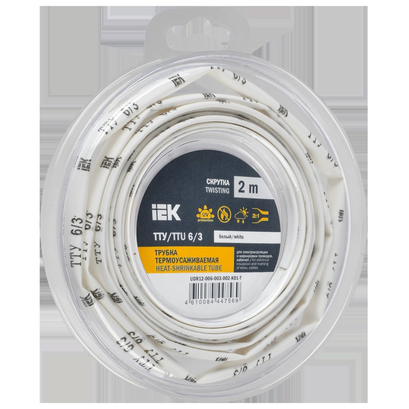 Трубка термоусадочная ТТУ нг-LS 6/3 бел. (уп.2м) IEK UDR12-006-003-002-K01-T Трубка термоусадочная ТТУ нг-LS 6/3 бел. (уп.2м) IEK UDR12-006-003-002-K01-T