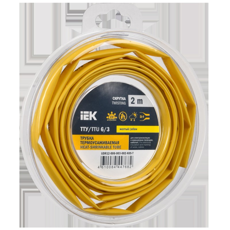 Трубка термоусадочная ТТУ нг-LS 6/3 желт. (уп.2м) IEK UDR12-006-003-002-K05-T Трубка термоусадочная ТТУ нг-LS 6/3 желт. (уп.2м) IEK UDR12-006-003-002-K05-T