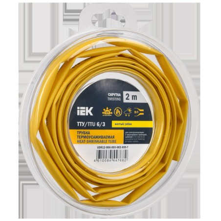 Трубка термоусадочная ТТУ нг-LS 6/3 желт. (уп.2м) IEK UDR12-006-003-002-K05-T
