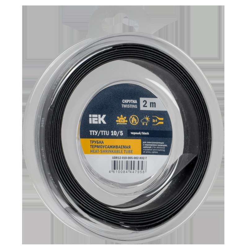 Трубка термоусадочная ТТУ нг-LS 10/5 черн. (уп.2м) IEK UDR12-010-005-002-K02-T Трубка термоусадочная ТТУ нг-LS 10/5 черн. (уп.2м) IEK UDR12-010-005-002-K02-T