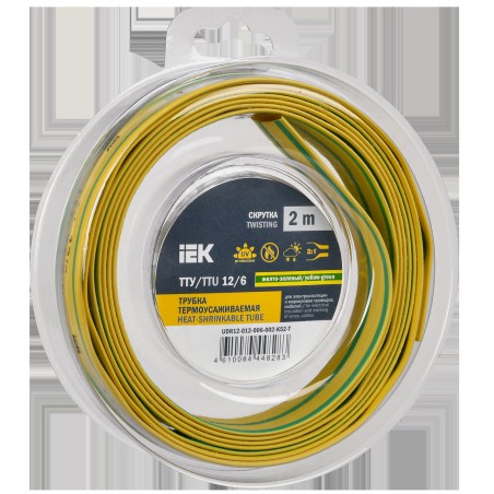Трубка термоусадочная ТТУ нг-LS 12/6 желт. (уп.2м) IEK UDR12-012-006-002-K05-T