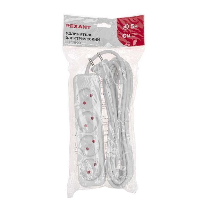 Удлинитель 4х5м без заземл. STANDARD 2х1кв.мм бел. Rexant 13-4025 Удлинитель 4х5м без заземл. STANDARD 2х1кв.мм бел. Rexant 13-4025