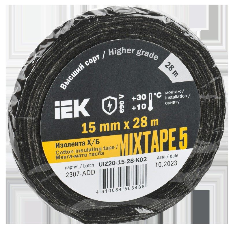 Изолента Х/Б 15мм 28м MIXTAPE 5 IEK UIZ20-15-28-K02 Изолента Х/Б 15мм 28м MIXTAPE 5 IEK UIZ20-15-28-K02