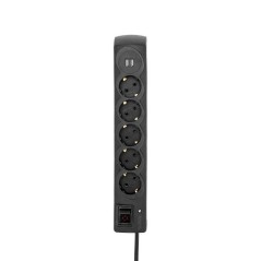 Удлинитель с сетевым фильтром 5х5м с автовыкл. 2 USB КГ 3х1.5кв.мм черн. Kranz 13-4703
