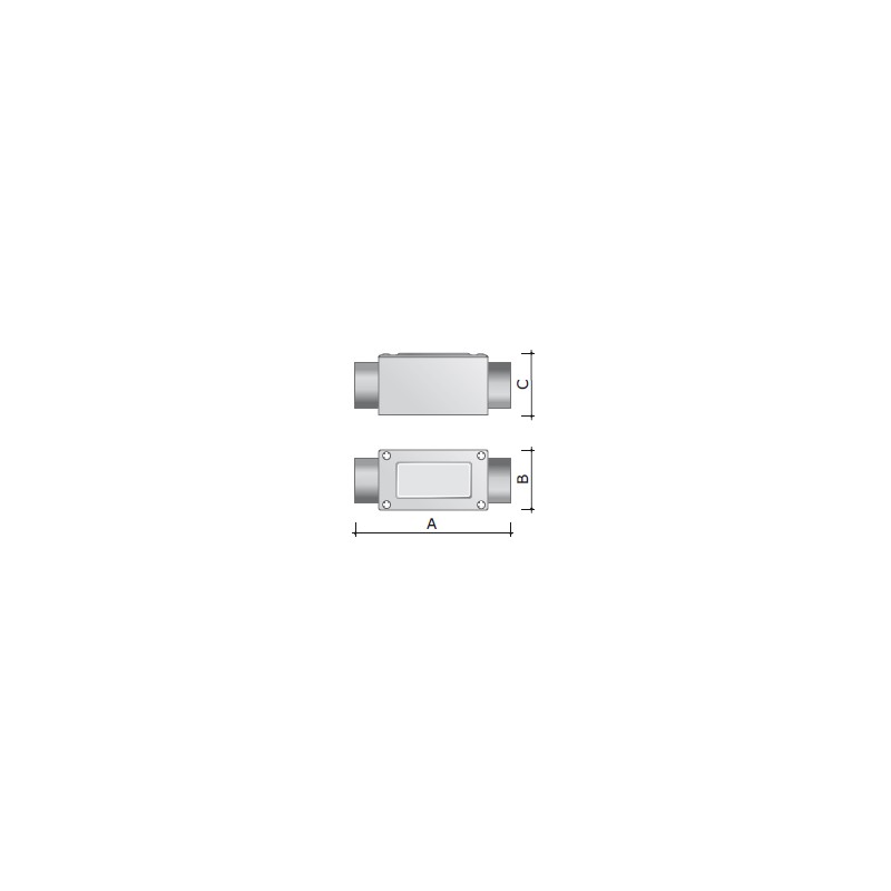 Коробка протяжная 146х45х57мм 2 ввода 180град. М32х1.5 IP55 алюм. DKC 6030-32A Коробка протяжная 146х45х57мм 2 ввода 180град. М32х1.5 IP55 алюм. DKC 6030-32A