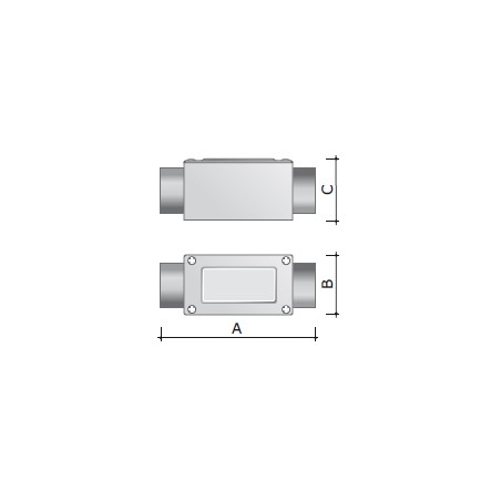 Коробка протяжная 146х45х57мм 2 ввода 180град. М32х1.5 IP55 алюм. DKC 6030-32A