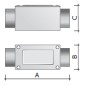 Коробка протяжная 146х45х57мм 2 ввода 180град. М32х1.5 IP55 алюм. DKC 6030-32A Коробка протяжная 146х45х57мм 2 ввода 180град. М32х1.5 IP55 алюм. DKC 6030-32A