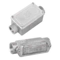 Коробка протяжная 146х45х57мм 2 ввода 180град. М32х1.5 IP55 алюм. DKC 6030-32A