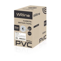 Кабель витая пара неэкранир. U/UTP кат.5E 4 пары (0.50мм) ОЖ внутр. PVC нг(А)-LS WR-UTP-4P-C5E-PVC-GY сер. (уп.305м) WRLine 5057