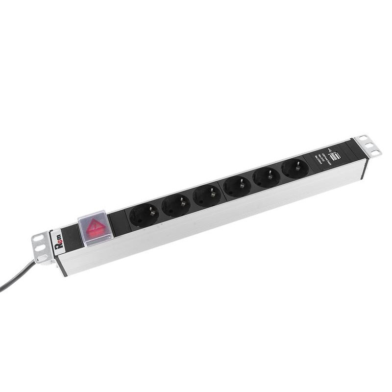 Блок розеток Rem-16 с выкл и USB-портом 6 Schuko 16А алюм. 19дюйм шнур 1.8м R-16-6S-V-U-440-1.8 Rem 1893556