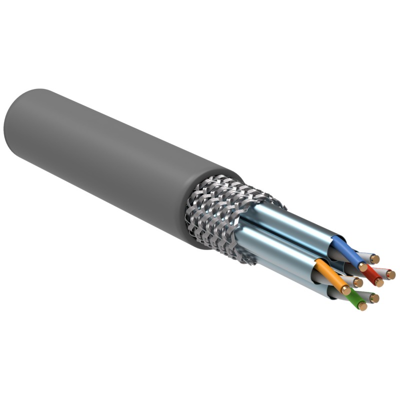 Кабель витая пара S/FTP кат.6A 4х2х23AWG solid LSZH сер. (305м) (м) ITK LC1-C6A04-621 Кабель витая пара S/FTP кат.6A 4х2х23AWG solid LSZH сер. (305м) (м) ITK LC1-C6A04-621