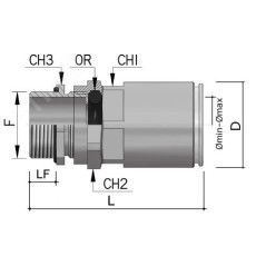 Муфта труба-коробка d40мм с уплотнением кабеля IP68 М40х1.5 d20-27мм DKC 6111P40M402027