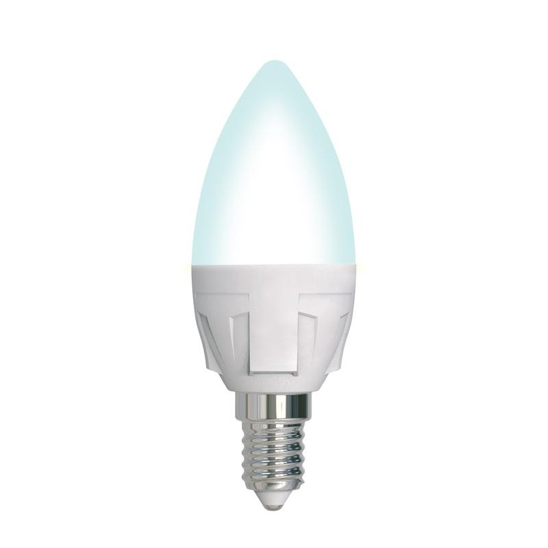 Лампа светодиодная LED-C37 7W/4000K/E14 /FR/DIM PLP01WH Яркая 7Вт матовая 4000К нейтр. бел. E14 диммир. (упак. картон) Uniel UL-