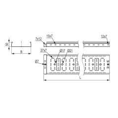 Лоток листовой перфорированный 100х50 L3000 сталь 0.6мм S3 DKC SPL3510