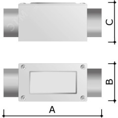 Коробка протяжная 146х45х57мм 2 ввода 180град. М32х1.5 IP55 алюм. DKC 6030-32A