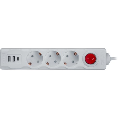 Удлинитель 3х1.8м с заземл. 16А IP20 61 455 NPE-USB01-03-180-ESC-3х1 2хUSB 2.1А 3х1 с выкл. Navigator 61455
