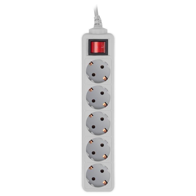Удлинитель с сетевым фильтром 5х3м Pet AP01006-3-G сер. (пакет ПЭ) PC PET 619890