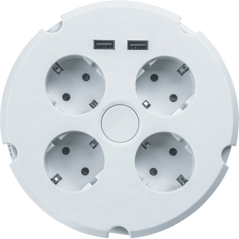 Удлинитель 4х1.5м с заземл. 16А IP20 61 456 NPE-USB02-04-150-ESC-3х1 2хUSB 2.1А 3х1 с выкл. Navigator 61456