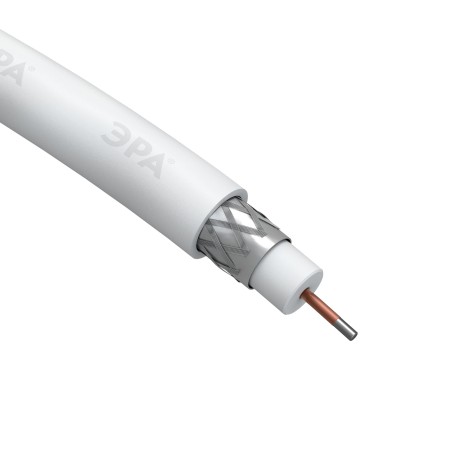 Кабель коаксиальный RG-6U 75 Ом CCS/(оплетка Al 32%) PVC бел. (уп.100м) Simple ЭРА Б0044595